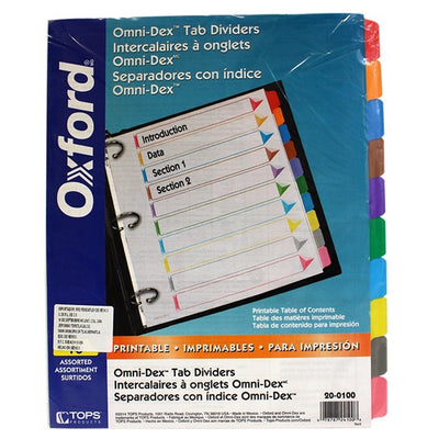Separadores Oxford Tamaño Carta, con Cejas de colores - 10 Divisiones