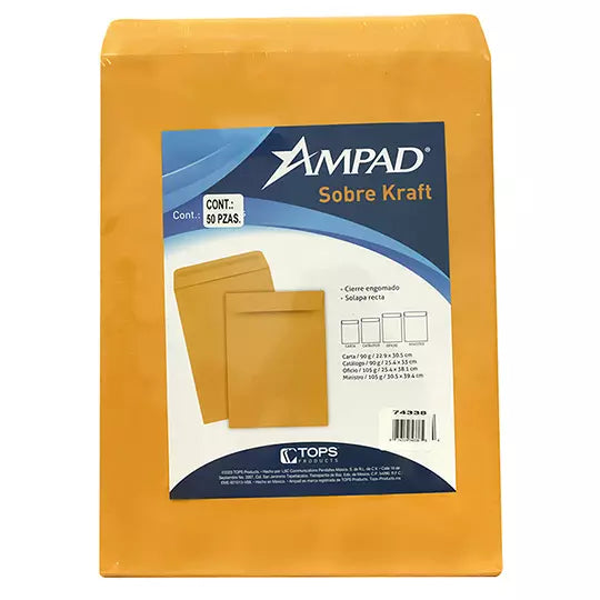Sobre kraft engomado Ampad ministro empaque con 50 pzas