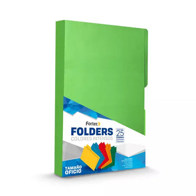Folder de color intenso Fortec oficio color verde cebra 1/2 caja con 25 pieza