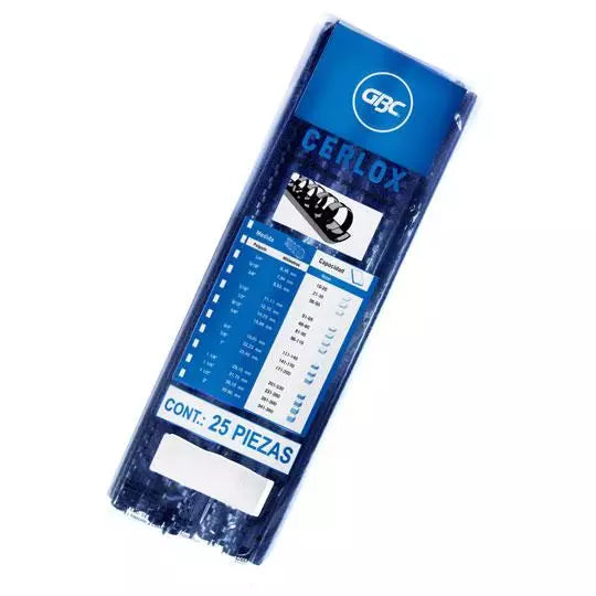 Gusano cerlox GBC plástico negro 9/16 38 aros