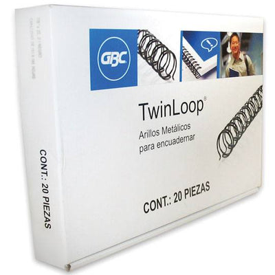 Arillos Metalicos Twin Loop 1/2" Negro - Caja con 20 Piezas