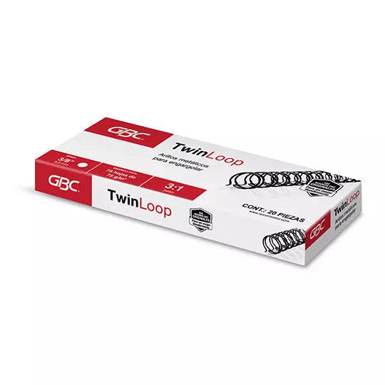 Arillo Metalico Twin Loop, Color Negro, de 3/8 pulgadas, caja con 20 piezas
