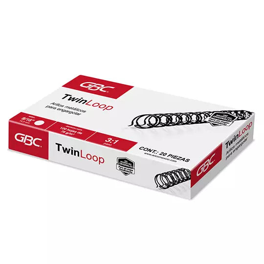Arillo Metálico Twin Loop Color Negro de 9/16 pulgadas, Caja con 20 piezas