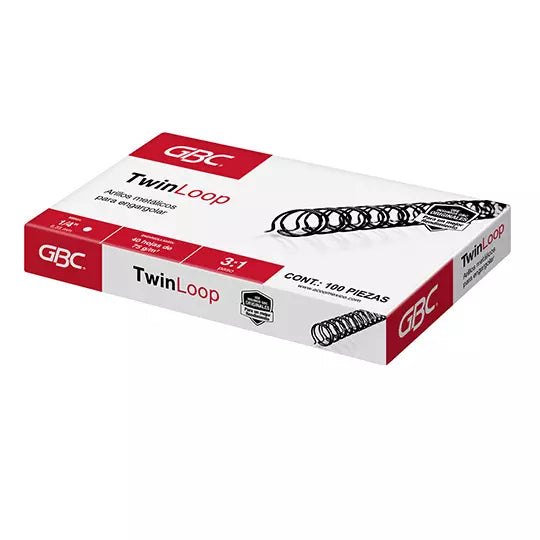 Arillo metálico twin loop, color negro, de 1/4 pulgadas, caja con 100 piezas