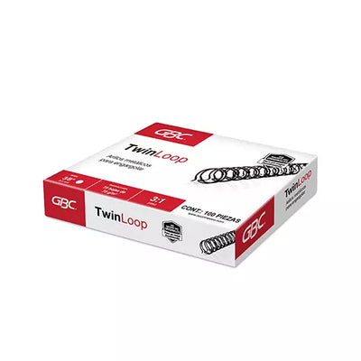 Arillo de Metal Twin Loop Negro 3/8 , Capacidad de 61-75 hojas