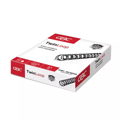 Arillo Metálico Twin Loop, Color Negro,  de 1/2 pulgada, caja con 100 piezas