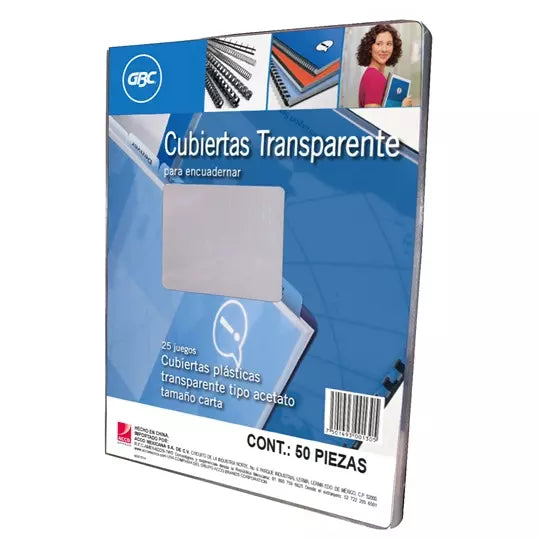 Cubierta plástica tamaño carta tipo acetato GBC transparente
