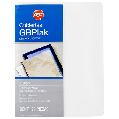 Cubiertas Lisas GBPlack GBC Transparente, Tamaño Carta - Paquete de 20 Piezas