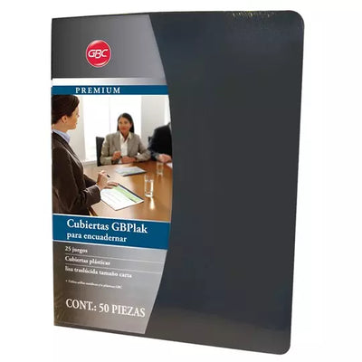 Cubierta plástica tamaño carta GBPlak premium GBC color negro