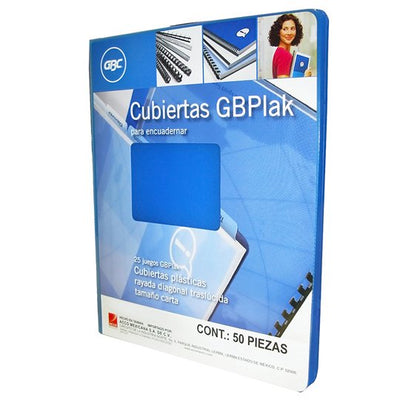 Cubierta plástica tamaño carta GBPlak rayada GBC color azul