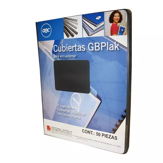 Cubierta plástica tamaño carta GBPlak liso GBC color negro