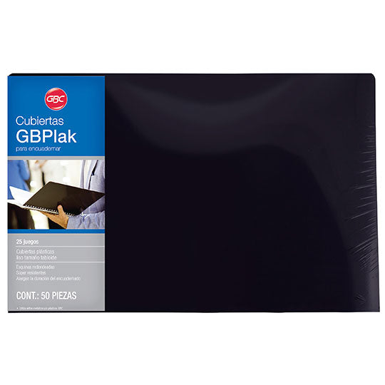 Cubiertas Lisas Gbplack GBC Negro, Tamaño Tabloide - Paquete con 50 Piezas