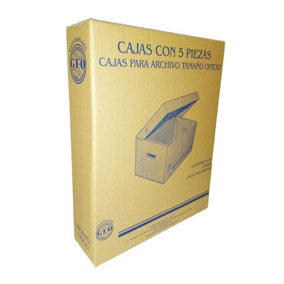 Caja de Archivo Geo kraft Tamaño Oficio, Color Café - Caja con 5 Pieza