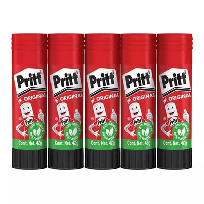 Lápiz adhesivo Pritt en barra de 42 grs charola con 5 piezas