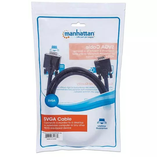 Cable Manhattan monitor sVGA, 8mm, HD15, m-m 1.8m