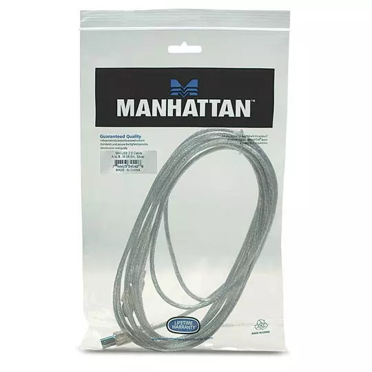 Cable Manhattan USB a-b v2.0 5.0m plata