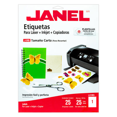 Etiqueta láser JANEL tamaño carta  - 1 paquete