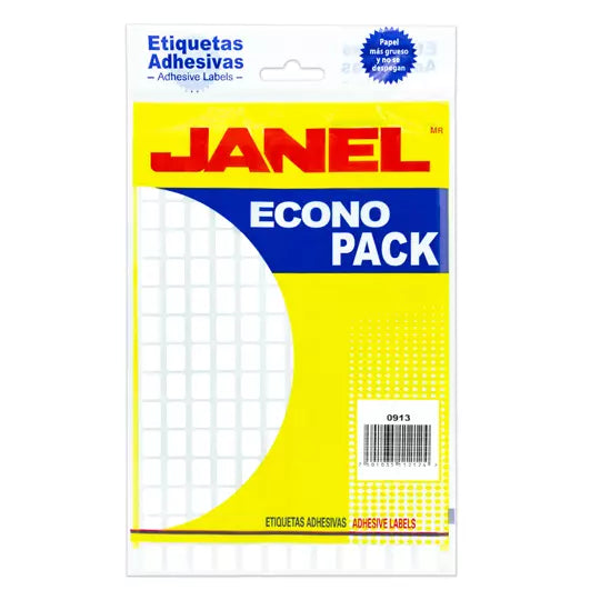 Etiqueta blanca JANEL econo pack No. 1 con 2160 etiquetas de 9 x13mm
