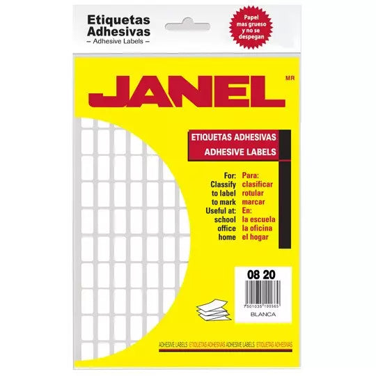 Etiqueta blanca JANEL clasica no. 4 con2520 etiquetas de 8x20 mm