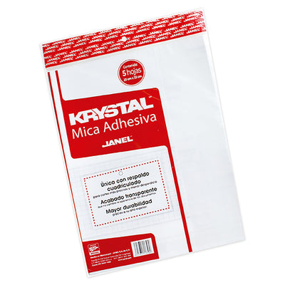Mica Adhesiva Krystal de 25cm x 33cm - Bolsa con 5 Hojas