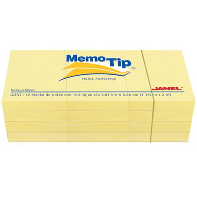 Block de Notas Adhesivas Memo-Tip, Amarillas - Block con 100 Notas Cada Uno