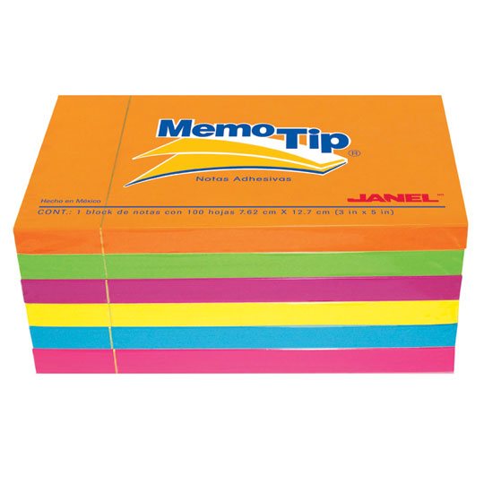 Block de Notas Adhesivas Memo-Tip, Surtido Neon - Block con 100 Notas ...