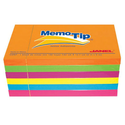 Block de Notas Adhesivas Memo-Tip, Surtido Neon - Block con 100 Notas