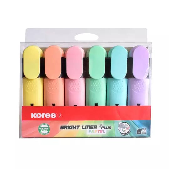 Resaltador kores Bright Line Plus pastelset 6 piezas