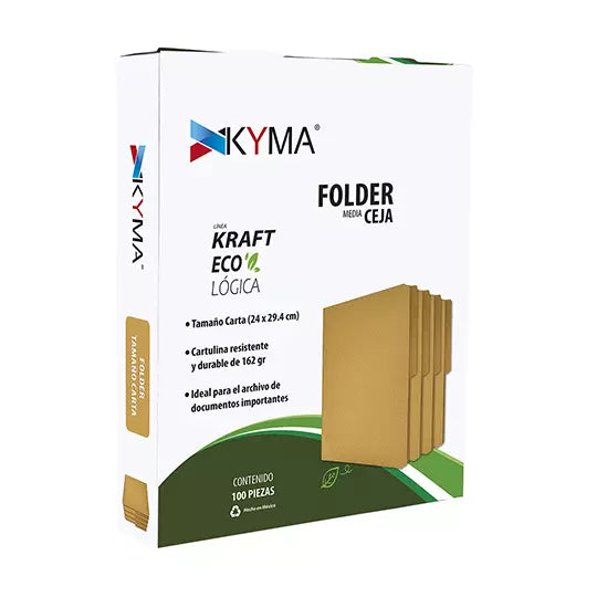 Folder KYMA Tamaño Carta Kraft Cajilla con 100 piezas