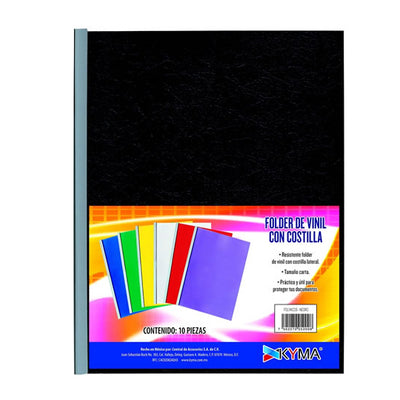Folder vinil KYMA con costilla negro - 10 piezas