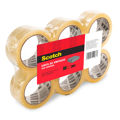 Cinta de Empaque Scotch Transparente de 48mm x 100m - Paquete con 6 piezas