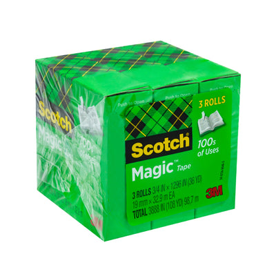 Cinta Magica Scotch Transparente de 19mm x 32.9m - Paquete con 3 piezas