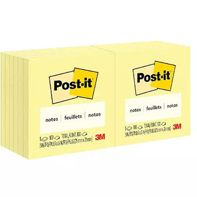 Notas adhesivas Post-It 653 amarillas 3x 3 pulgadas 12 blocks c/100 hojas