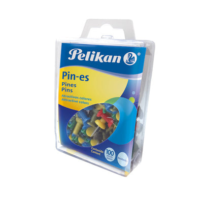 Pines Pelikan con cabeza de plástico colores surtidos - caja con 100 piezas