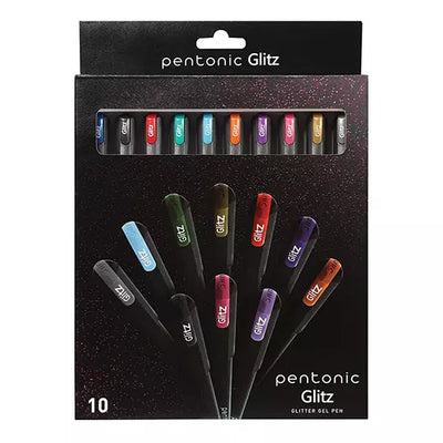 Bolígrafo de gel mediano Pentonic Glitter 1.0 mm colores surtidos caja c/10 pzs