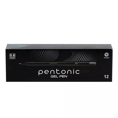 Bolígrafo de gel extra fino Pentonic GelPen 0.6 mm color negro caja c/12 pzs