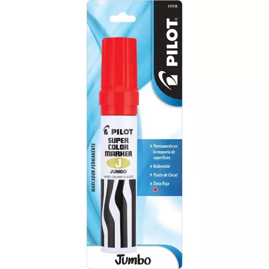 Marcador permanente Jumbo Pilot punta cincel hasta 12.5 mm, rojo, blister 1 pza