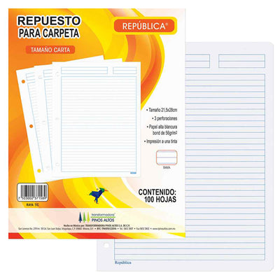 Repuesto para carpeta PINOS ALTOS carta raya - 100 hojas