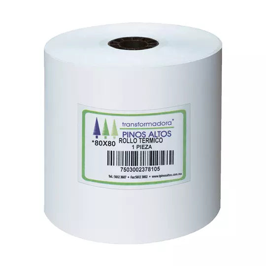 Rollo de papel térmico Pinos Altos 80 x80 mm caja con 50 rollos a granel