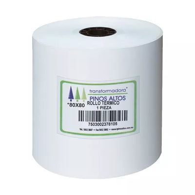 Rollo de papel térmico Pinos Altos 80 x80 mm caja con 50 rollos a granel