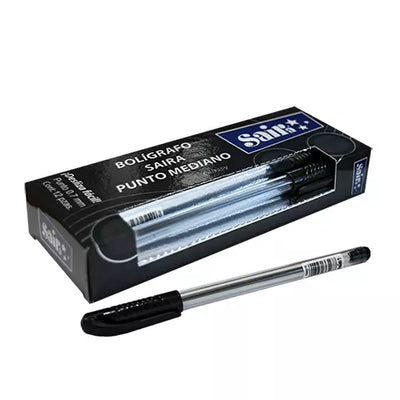 Bolígrafo SAIRA semi gel punto mediano 0.7 mm color negro caja con 12 piezas