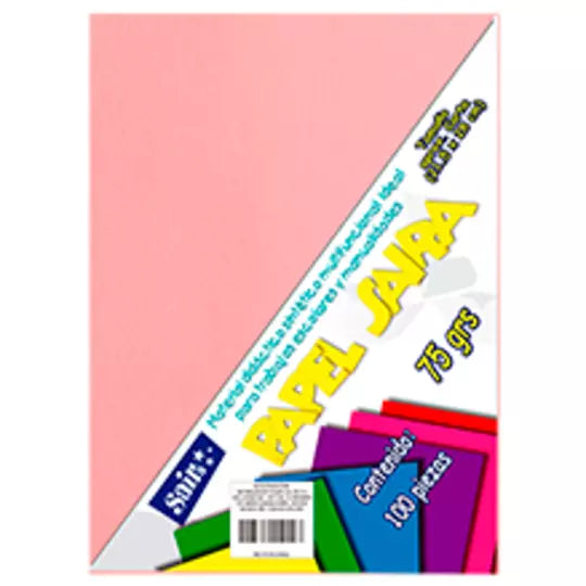 Paquete de hojas de color saira tamaño carta rosapastel 75 grs 100 hojas