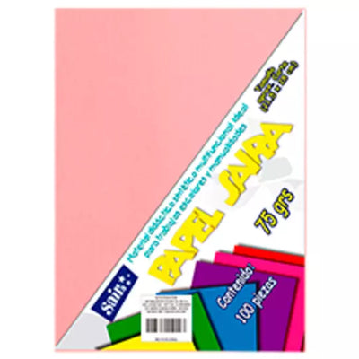 Paquete de hojas de color saira tamaño carta rosapastel 75 grs 100 hojas