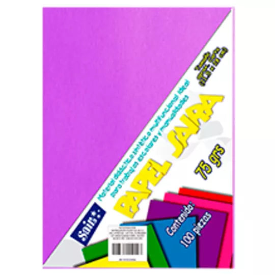 Paquete de hojas de color saira tamaño carta morado 75 grs 100 hojas