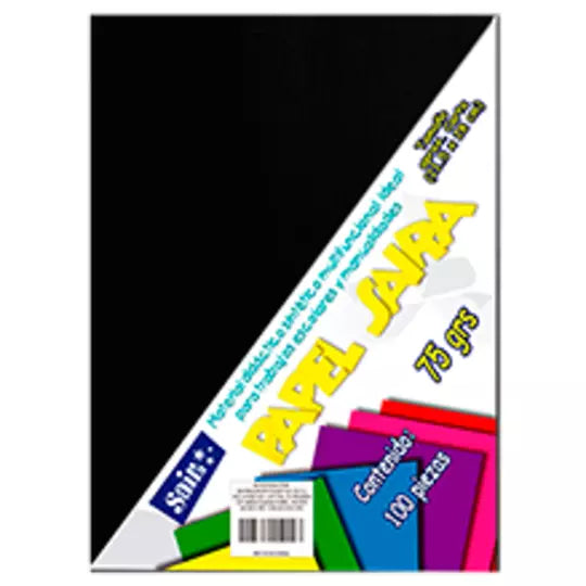 Paquete de hojas de color saira tamaño carta negro 75 grs 100 hojas