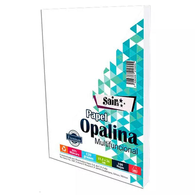 Paquete de papel opalina Saira de 120 grs tamaño oficio paquete 100 hojas