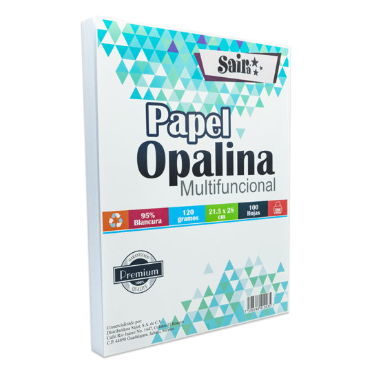 Cartulina opalina blanca tamaño carta blancura 95% 120g