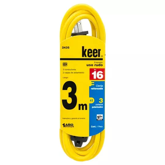 Extensión de 3 contactos, 3 M color amarillo