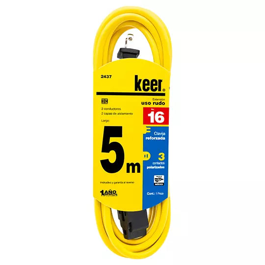 Extensión de 3 contactos 5 M color amarillo