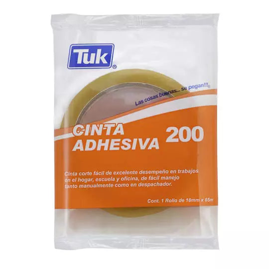 Cinta adhesiva 200 TUK 18mm x 65m , transparente, 1 pza